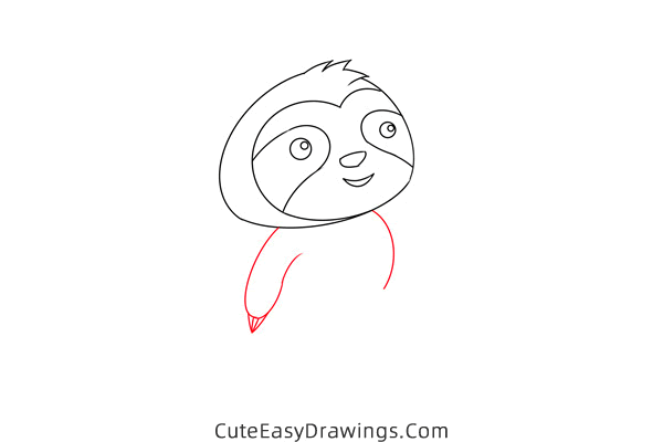 how to draw a cartoon sloth - www.cuteeasydrawings.com