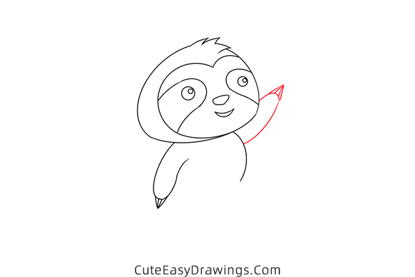 how to draw a cartoon sloth - www.cuteeasydrawings.com