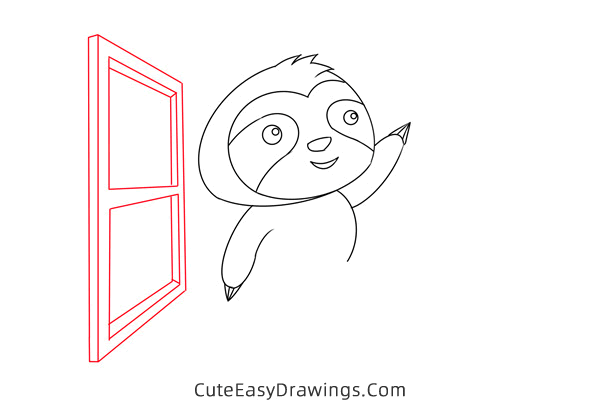 how to draw a cartoon sloth - www.cuteeasydrawings.com