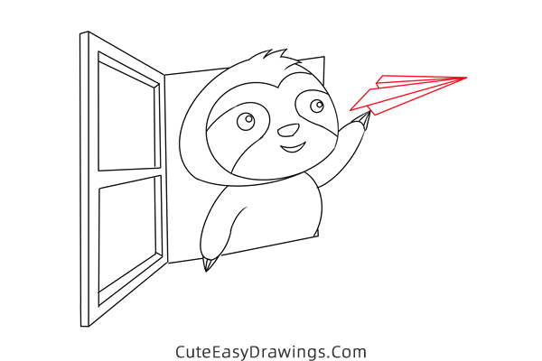 how to draw a cartoon sloth - www.cuteeasydrawings.com