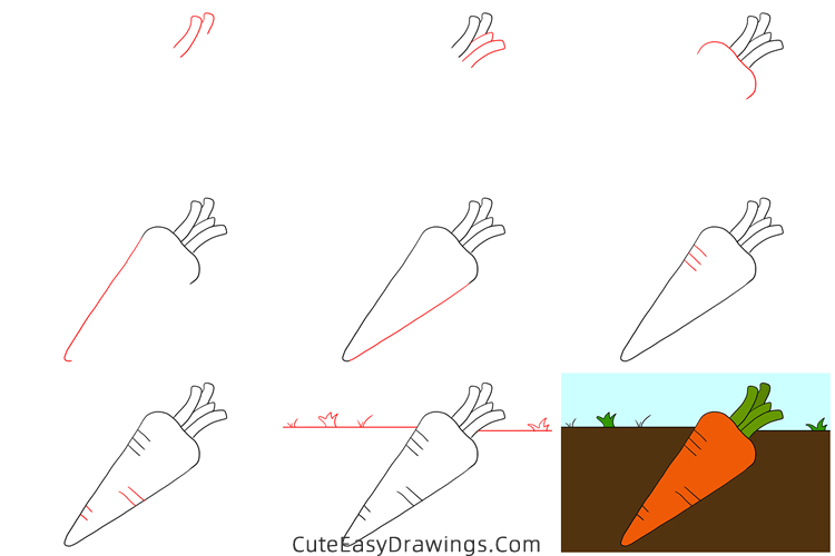 how to draw a carrot easy - www.cuteeasydrawings.com