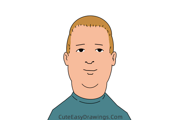 how to draw bobby hill - www.cuteeasydrawings.com