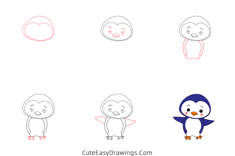 how to draw a penguin - www.cuteeasydrawings.com