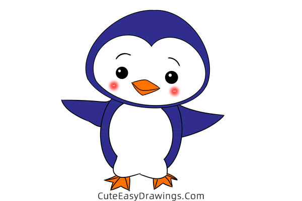 how to draw a penguin - www.cuteeasydrawings.com