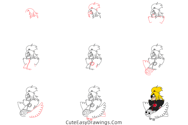 how to draw deidara from naruto - www.cuteeasydrawings.com