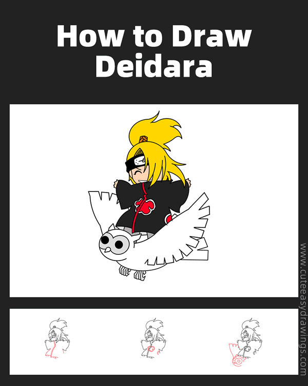 how to draw deidara from naruto - www.cuteeasydrawings.com