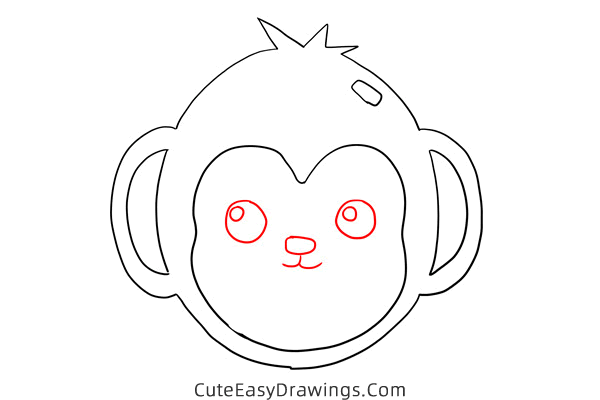 how to draw a monkey face - www.cuteeasydrawings.com