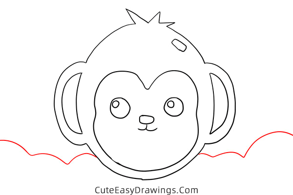 how to draw a monkey face - www.cuteeasydrawings.com