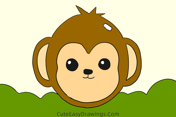 how to draw a monkey face - www.cuteeasydrawings.com