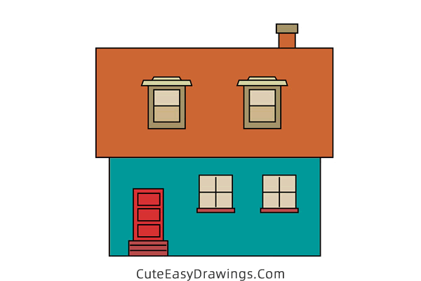 how to draw a small house easy - www.cuteeasydrawings.com