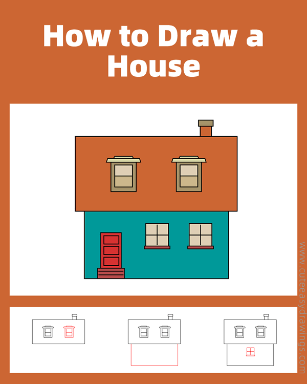 how to draw a small house easy - www.cuteeasydrawings.com