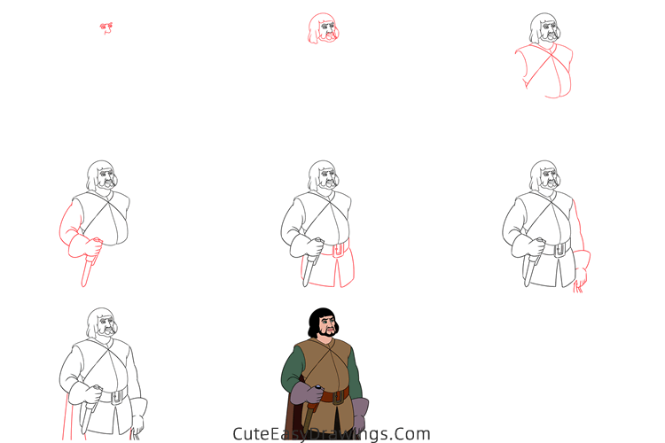 how to draw the huntsman from snow white - www.cuteeasydrawings.com