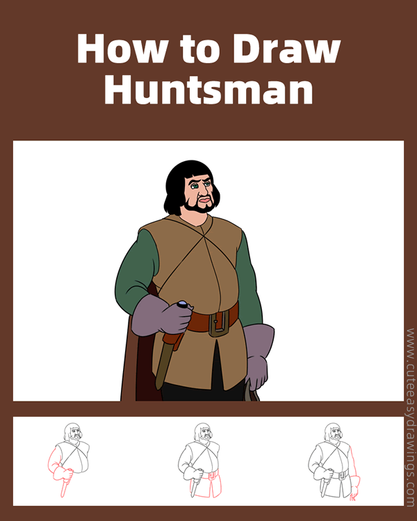 how to draw the huntsman from snow white - www.cuteeasydrawings.com