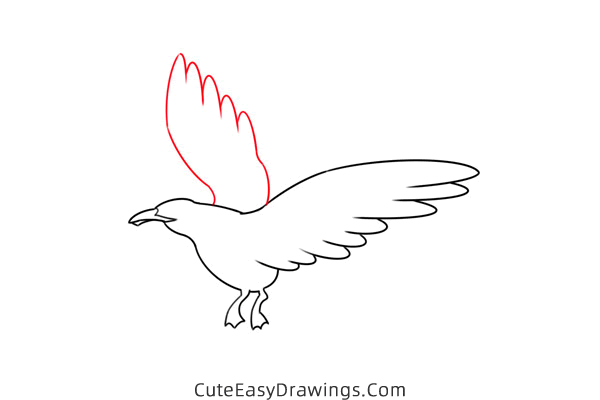 how to draw a seagull flying - www.cuteeasydrawings.com