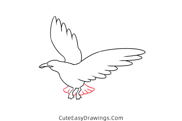 how to draw a seagull flying - www.cuteeasydrawings.com