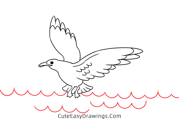 how to draw a seagull flying - www.cuteeasydrawings.com