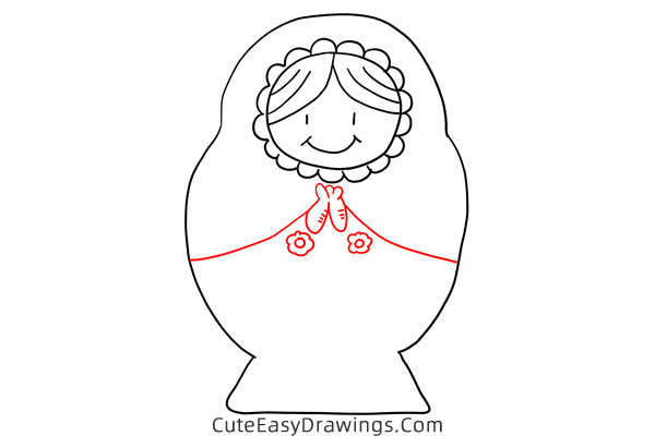 how to draw a matryoshka doll - www.cuteeasydrawings.com