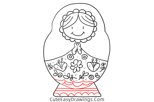 how to draw a matryoshka doll - www.cuteeasydrawings.com