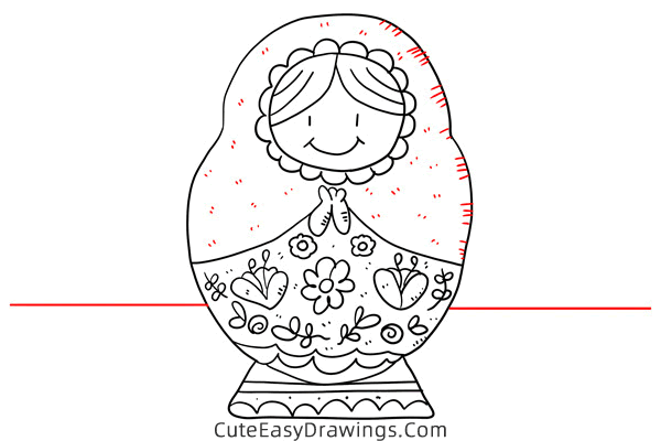 how to draw a matryoshka doll - www.cuteeasydrawings.com