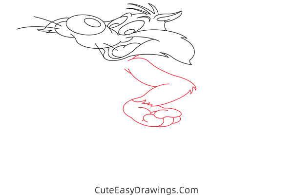 how to draw sylvester - www.cuteeasydrawings.com