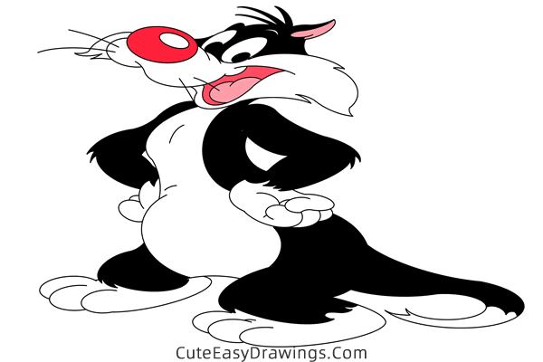 how to draw sylvester - www.cuteeasydrawings.com