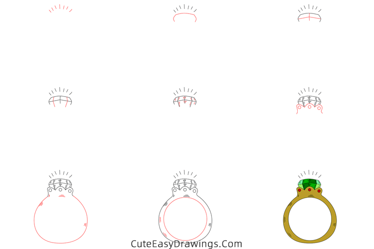 how to draw a diamond ring - www.cuteeasydrawings.com