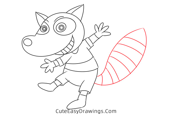 how to draw a cartoon raccoon - www.cuteeasydrawings.com