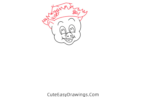 how to draw a pig from three little pigs - www.cuteeasydrawings.com