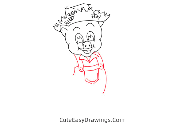 how to draw a pig from three little pigs - www.cuteeasydrawings.com