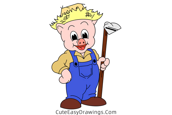 how to draw a pig from three little pigs - www.cuteeasydrawings.com