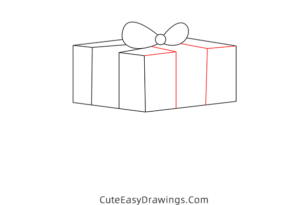 how to draw a gift box - www.cuteeasydrawings.com