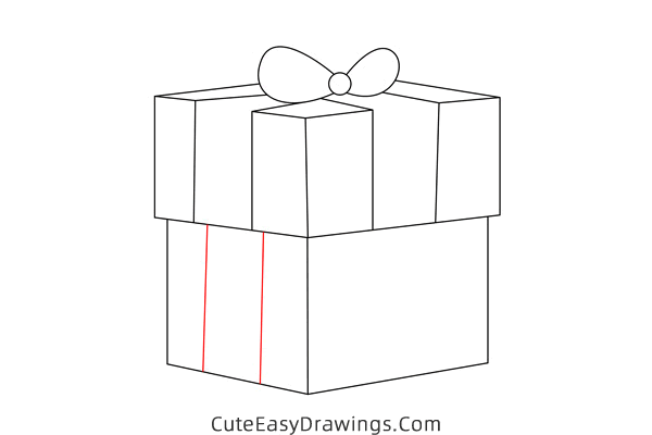 how to draw a gift box - www.cuteeasydrawings.com