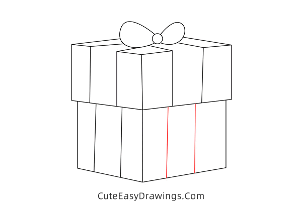 how to draw a gift box - www.cuteeasydrawings.com