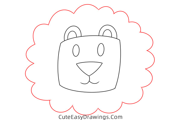 how to draw a lion head - www.cuteeasydrawings.com