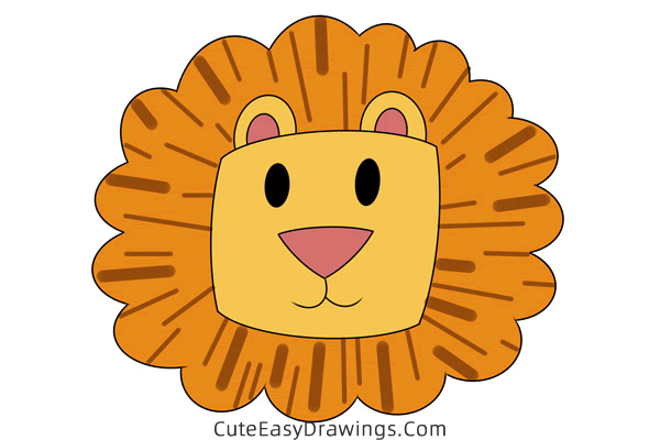 how to draw a lion head - www.cuteeasydrawings.com