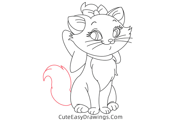 how to draw marie from the aristocats - www.cuteeasydrawings.com