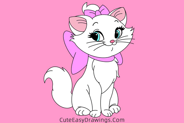 how to draw marie from the aristocats - www.cuteeasydrawings.com