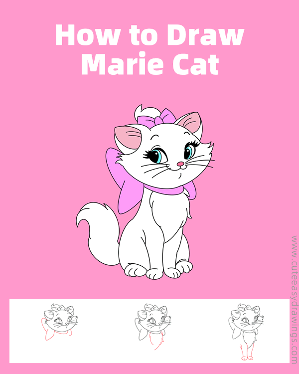 how to draw marie from the aristocats - www.cuteeasydrawings.com