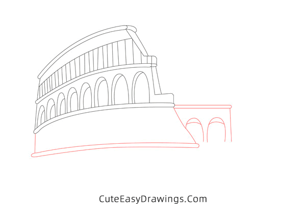 how to draw the colosseum - www.cuteeasydrawings.com