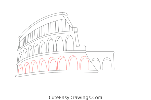 how to draw the colosseum - www.cuteeasydrawings.com