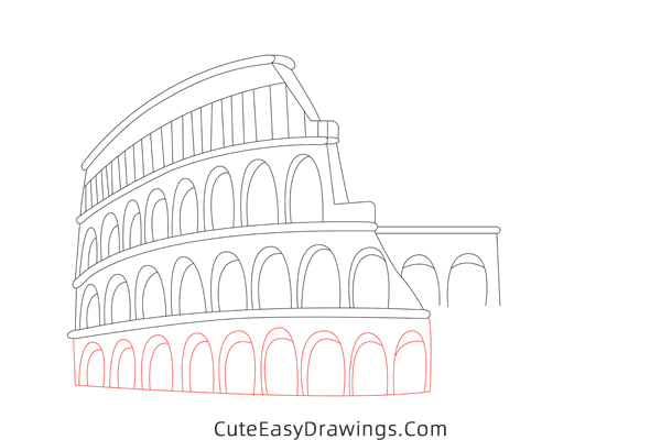 how to draw the colosseum - www.cuteeasydrawings.com