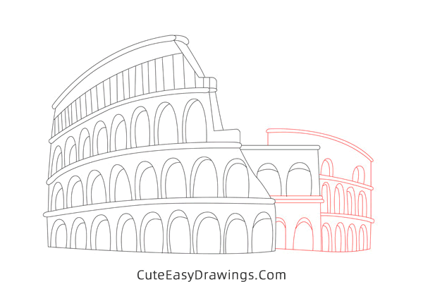 how to draw the colosseum - www.cuteeasydrawings.com