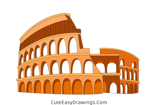 how to draw the colosseum - www.cuteeasydrawings.com