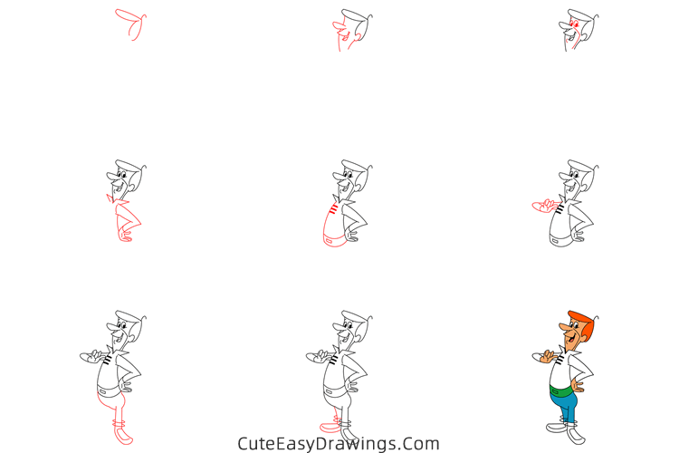 how to draw george jetson - www.cuteeasydrawings.com