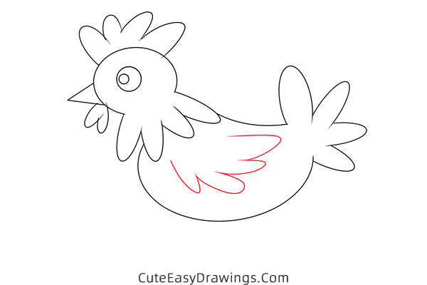 how to draw a hen - www.cuteeasydrawings.com