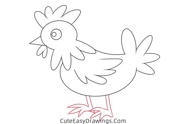 how to draw a hen - www.cuteeasydrawings.com