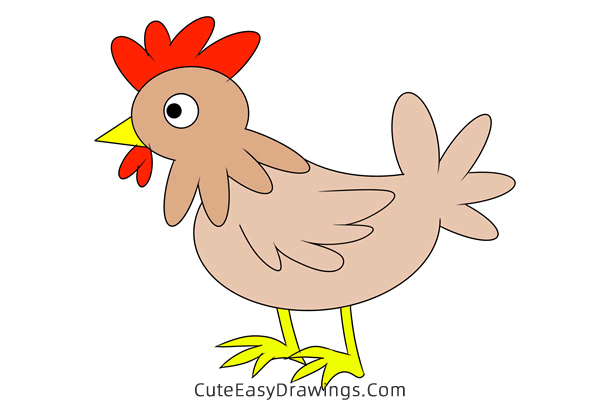 how to draw a hen - www.cuteeasydrawings.com