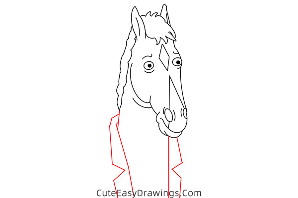 how to draw boJack horseman - www.cuteeasydrawings.com