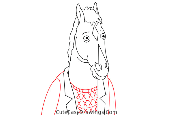 how to draw boJack horseman - www.cuteeasydrawings.com