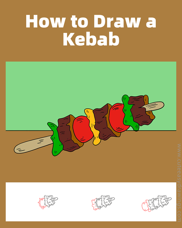 how to draw a kebab - www.cuteeasydrawings.com